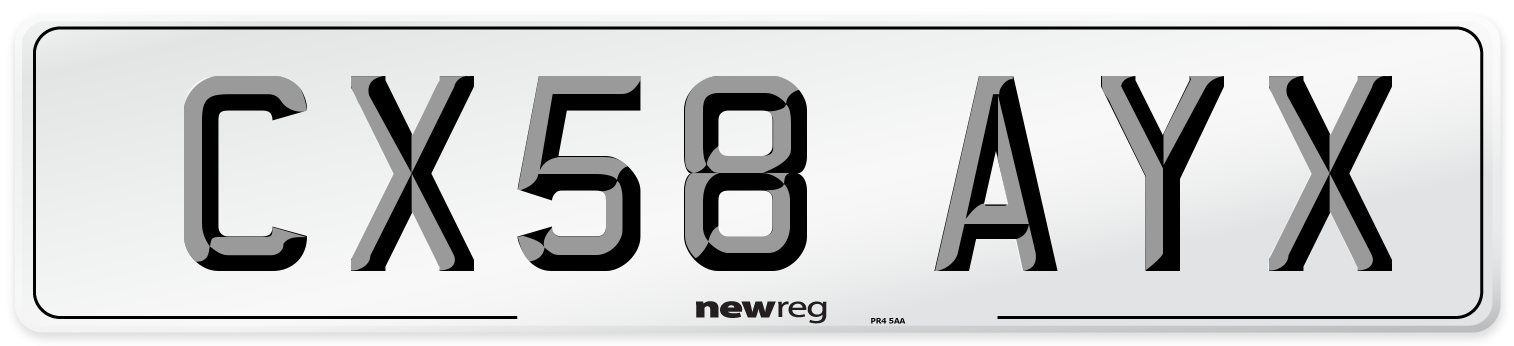 CX58 AYX Number Plate from New Reg